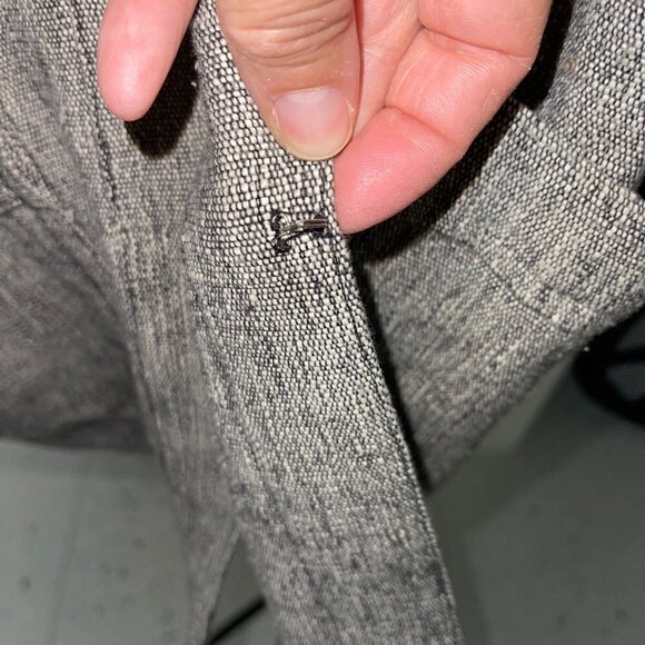 Vintage Jacket Size Large Gray White Tweed Linen Dolman Sleeve Quilted Shoulder - Picture 7 of 13